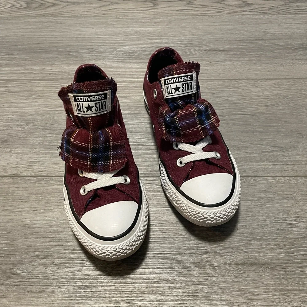 Maroon/Plaid Converse - Picture 2 of 8